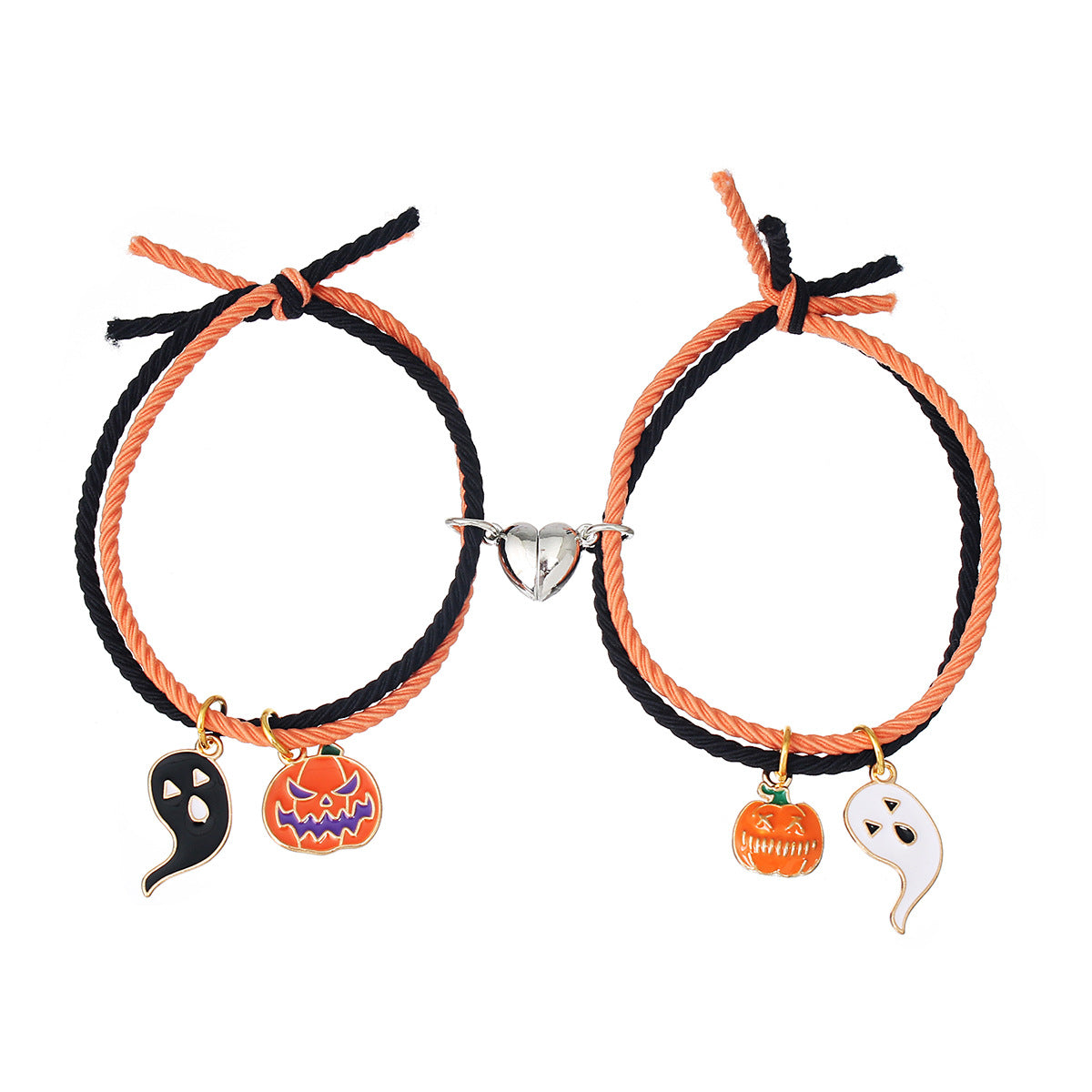 Wholesale   color matching pumpkin ghost pendant love magnet couple bracelet