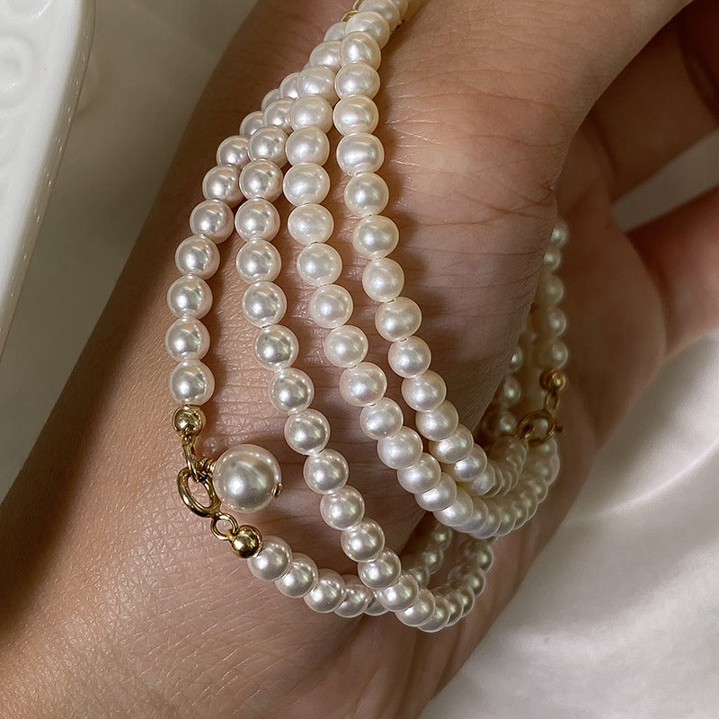 Wholesale Natural Freshwater Pearl  14K Gold Bracelet