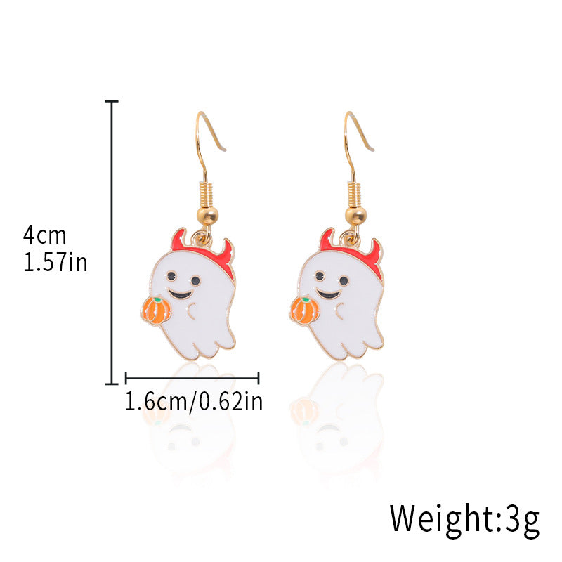 Wholesale Alloy  Earrings - Cute Ghost and Pumpkin Skull for Party Wear