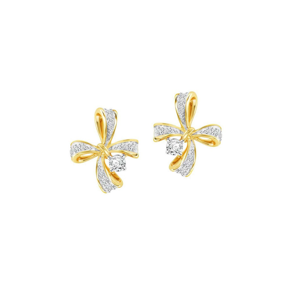 Wholesale  18K Gold Micro-inlaid Zircon Bow Earrings Light Luxury Earrings