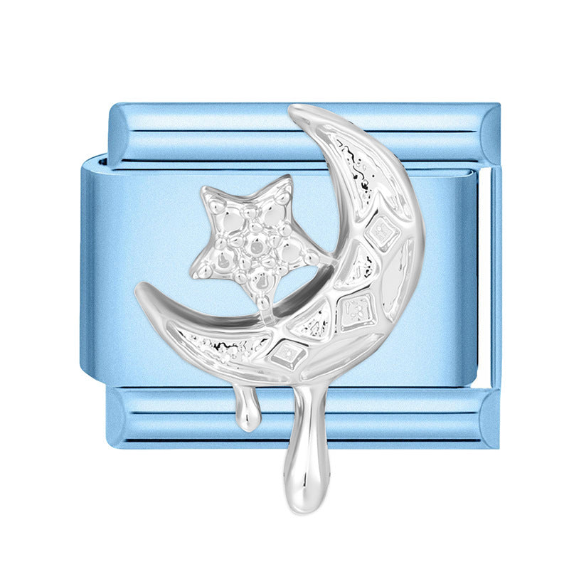 Wholesale 9mm Italian Charm Starter Bracelets blue series  DIY  Single Section Creative Stainless Steel Composable Bracelet