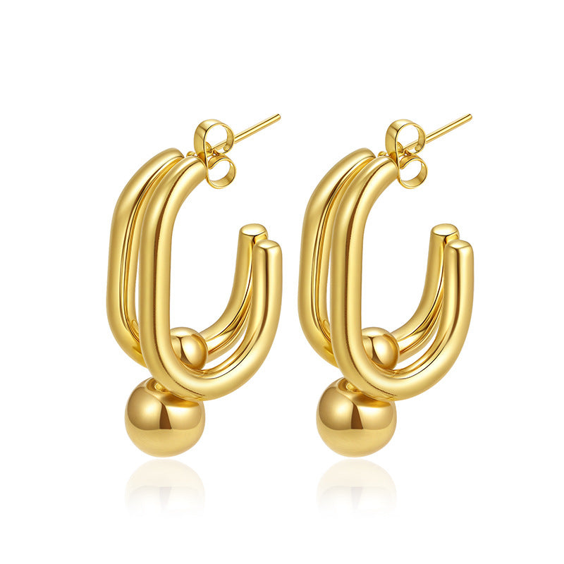 Wholesale Oval stainless steel earrings