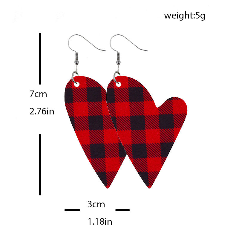 Wholesale Double Layer Love Pendant Leather Valentine's Day Earrings