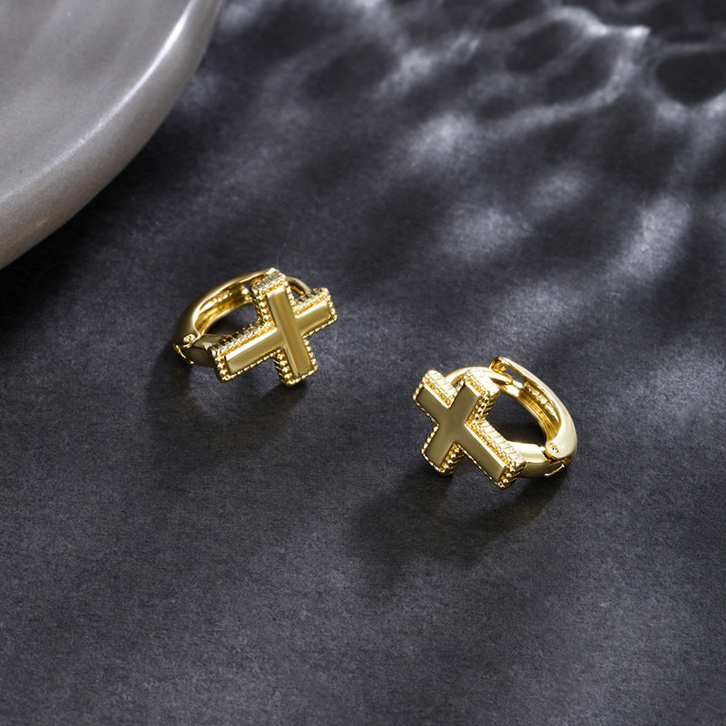 Wholesale  Gloomy Cross Ear Buckle Alloy Earrings