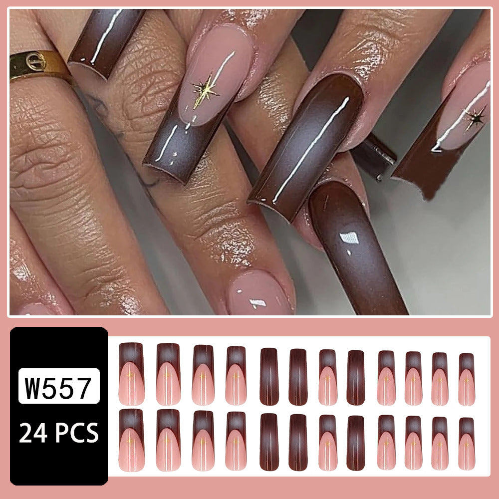 Wholesale 24 Pieces/box Shiny Silver Star Manicure Press-on Nails Kits Nail Stickers ACC-NS-NaiEr006