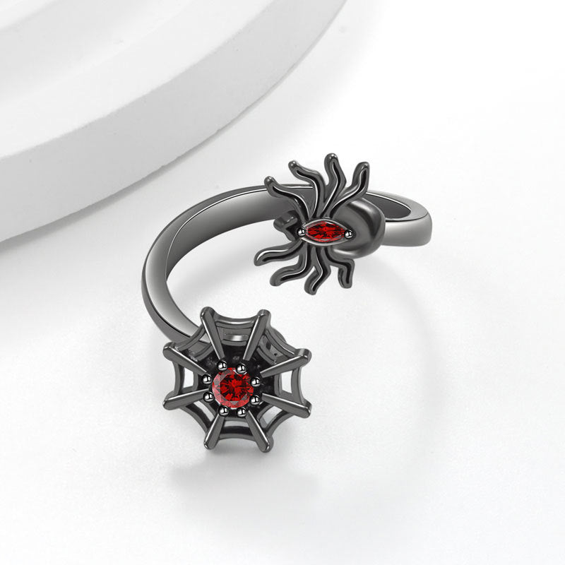 Wholesale  Web Rotating Zircon Ring for Women - Adjustable Open Ring,  Copper Electroplated,  Fashion Jewelry Accessory