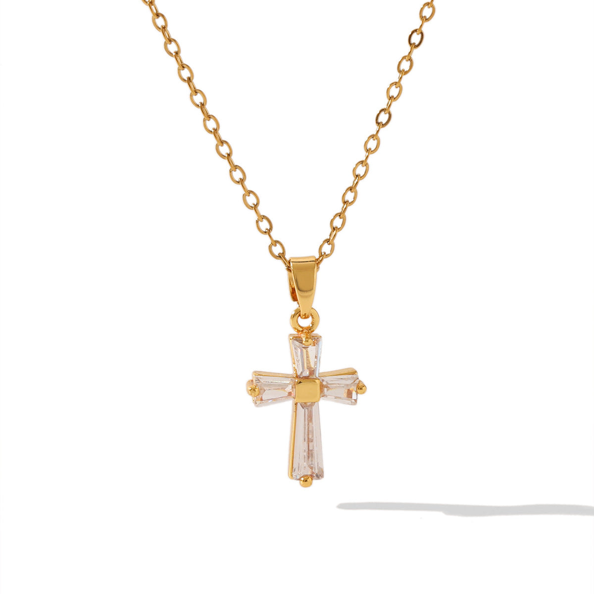 Wholesale Titanium Steel cross necklace diamond pendant clavicle chain