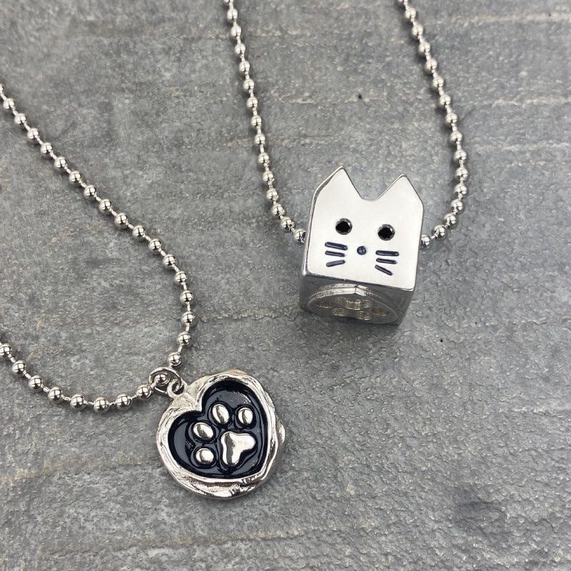 Wholesale  cute cartoon cat love drop oil seal design pendant necklace
