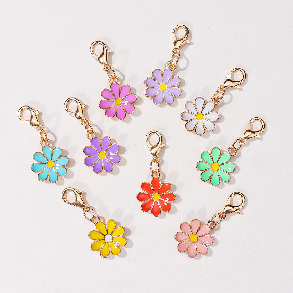 Wholesale 10pcs/pack Alloy Oil Drop  Flower Pendant DIY Universal Buckle Pendant Necklace Earrings Keychain Shoe Bag Jewelry Pendant