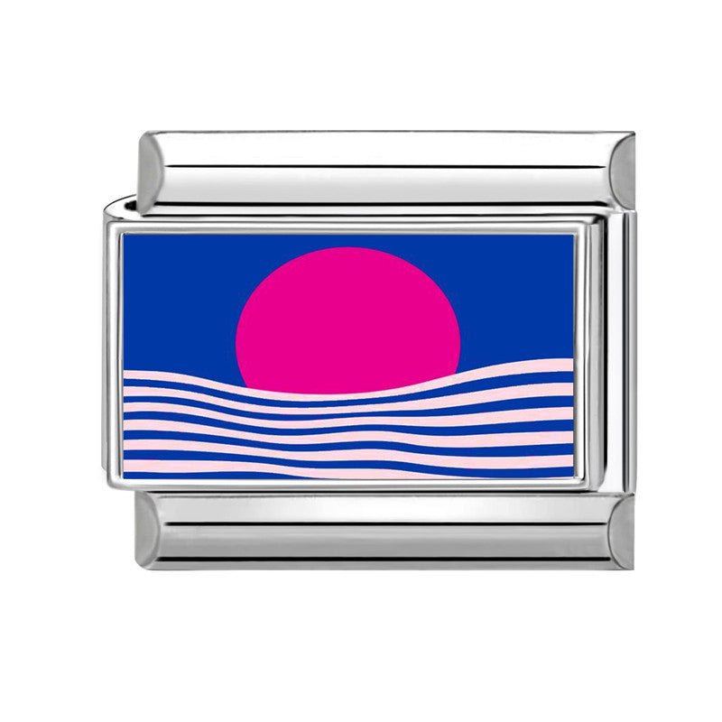 Wholesale 9mm Italian Charm Starter Bracelets Blue series DIY square Single Section Creative Stainless Steel Composable Bracelet