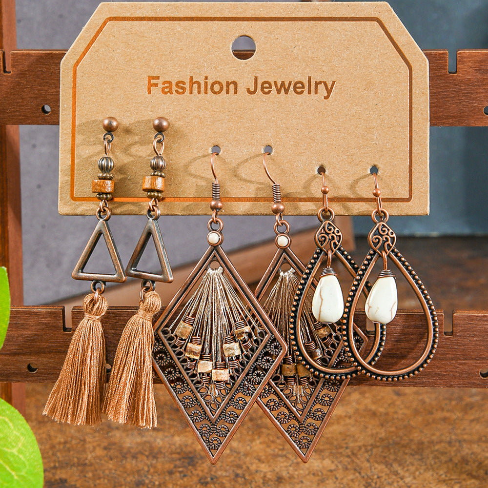 Wholesale Cross-Border Hot Selling Retro Bohemian Style Earrings Set Fashion Holiday Style Dopamine Color Ear Jewelry
