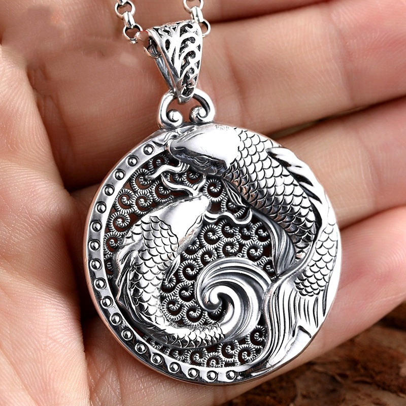 Wholesale double koi lucky pendant ethnic style  necklace