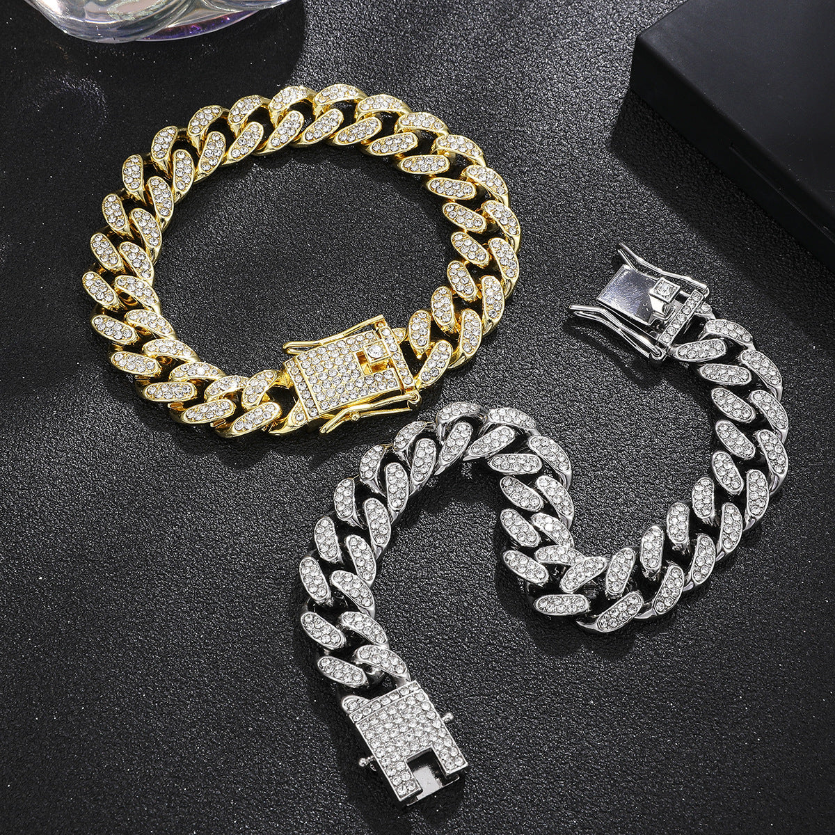 Wholesale Alloy Heavy-duty Full Diamond Cuban Chain Diamond-studded Men's Hip-hop Style Thick Necklace ACC-NE-MeiWeite002