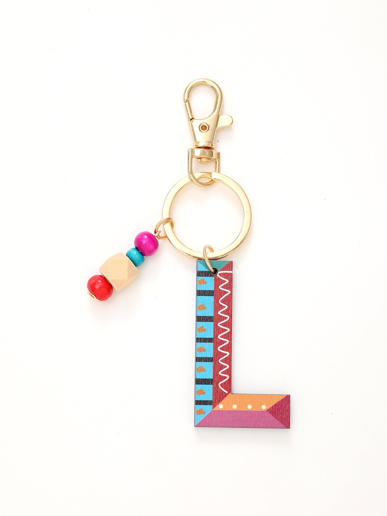 Wholesale Trendy Alphabet Bead Keychain Wooden Car Key Accessory Gift Boutique Resale