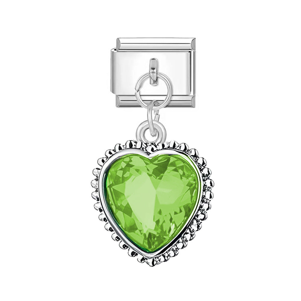 Wholesale Italian Charm Bracelet 9mm DIY Colorful Heart-Shaped   Creative Stainless Steel Composable Bracelet