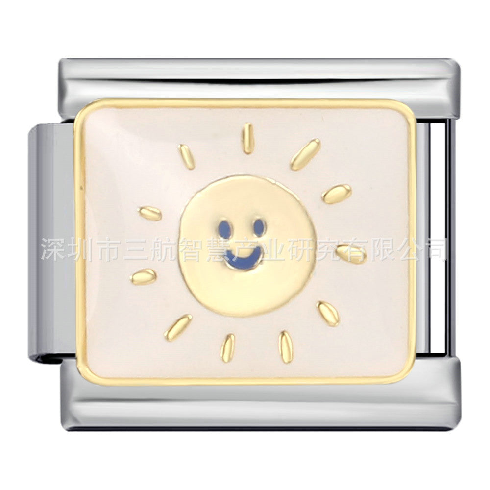 Wholesale 5pcs Italian Charm Bracelet 9mm DIY Splicing Beach Field Sunset Stainless Steel Composable Bracelet