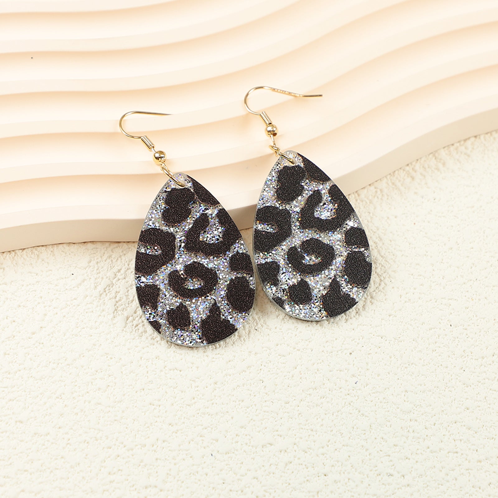 Wholesale  American Independence Day Five-Pointed Star Flag Element Leopard Print Women's Acrylic Earrings