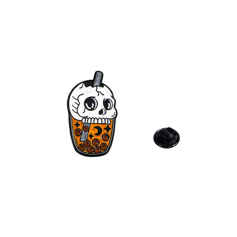 Wholesale Zinc Alloy Skull Water Bottle Brooch Pin Funny  Badge For Boutique Resale