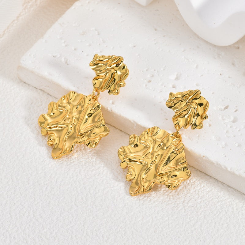 Wholesale 2PCS Stainless Steel Sun Leaf and Ginkgo Leaf Earrings