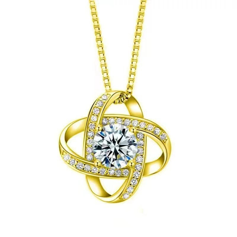 Wholesale Four-leaf Clover Necklace Rotating Full Jewelry