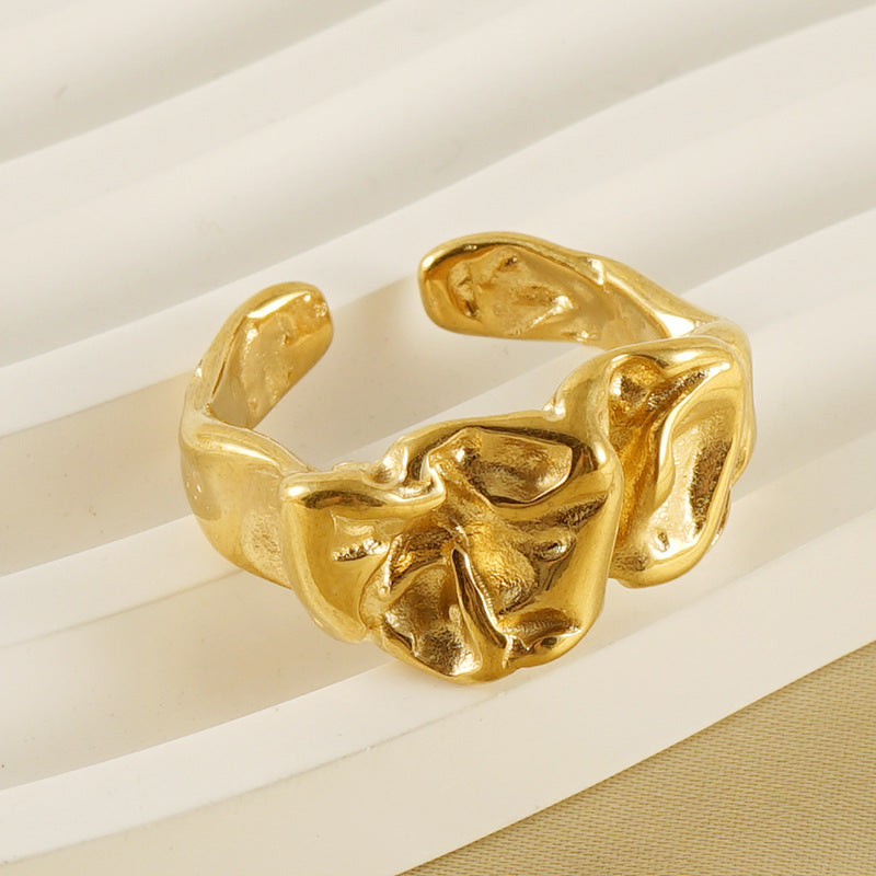 Wholesale Titanium steel personalized pleated open ring