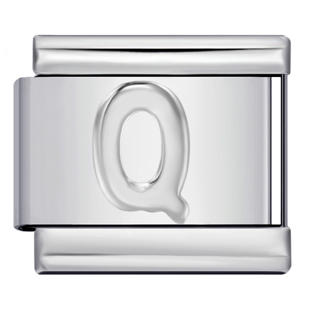 Wholesale  Italian Charm Bracelet 9mm DIY convex 26-letter  Creative Stainless Steel Composable Bracelet