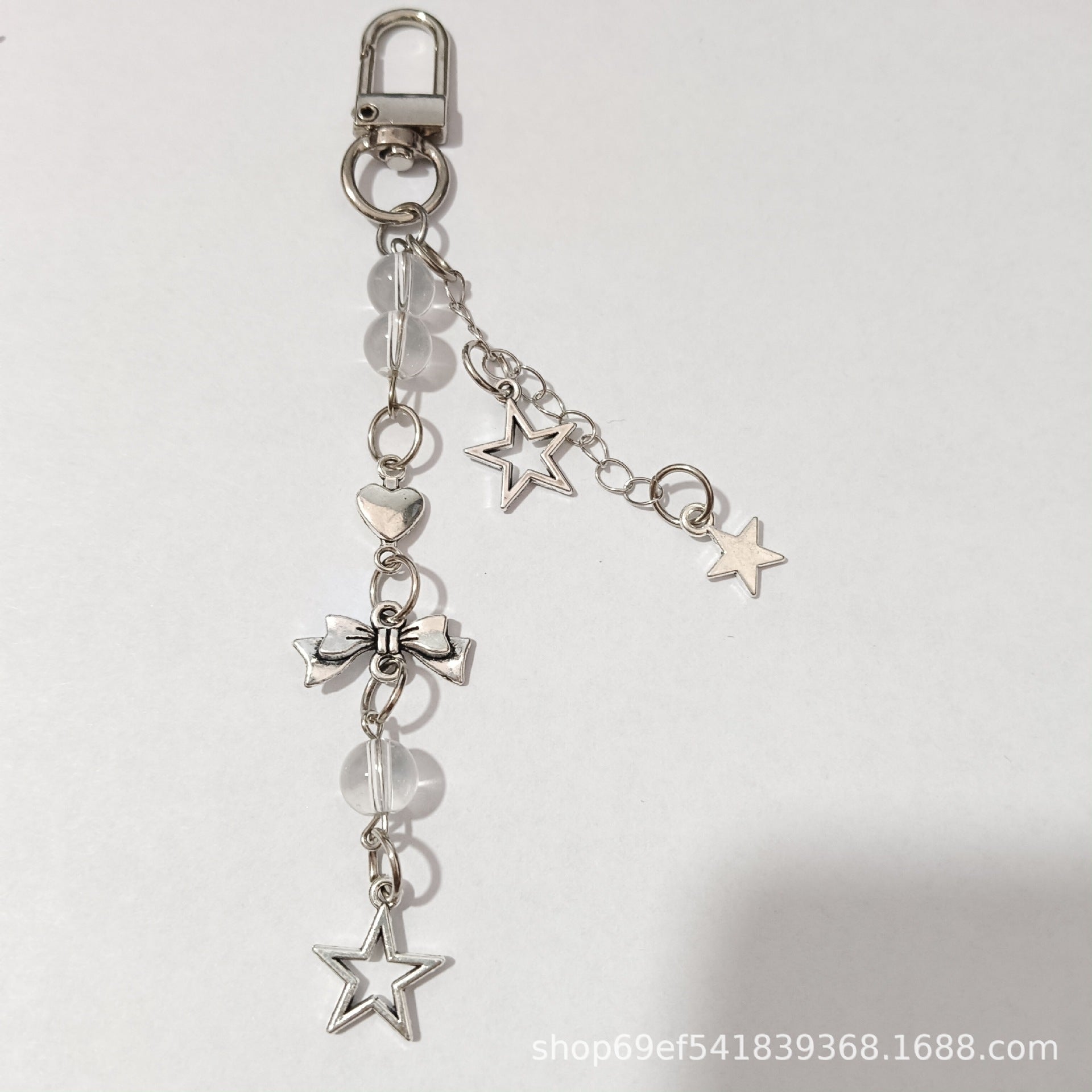 Wholesale All-match  Heart silver Star Bow Keychains
