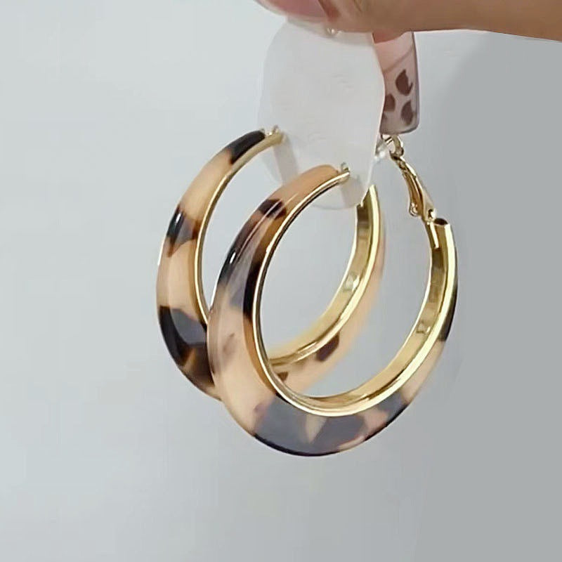 Wholesale light luxury leopard print hoop earrings