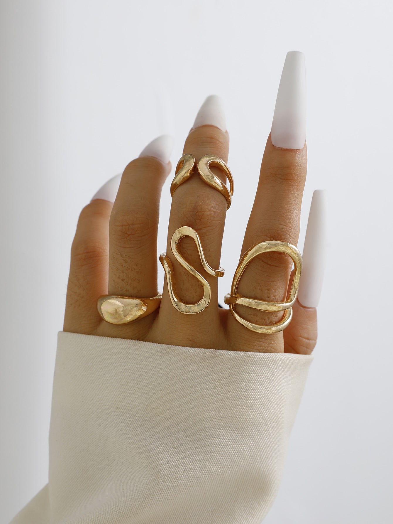 Wholesale 4pcs Irregular Hollow Arc Ring Design ACC-RS-YongGe013