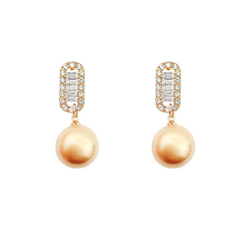 Wholesale S925 Silver Needle Simple Long Pearl Earrings