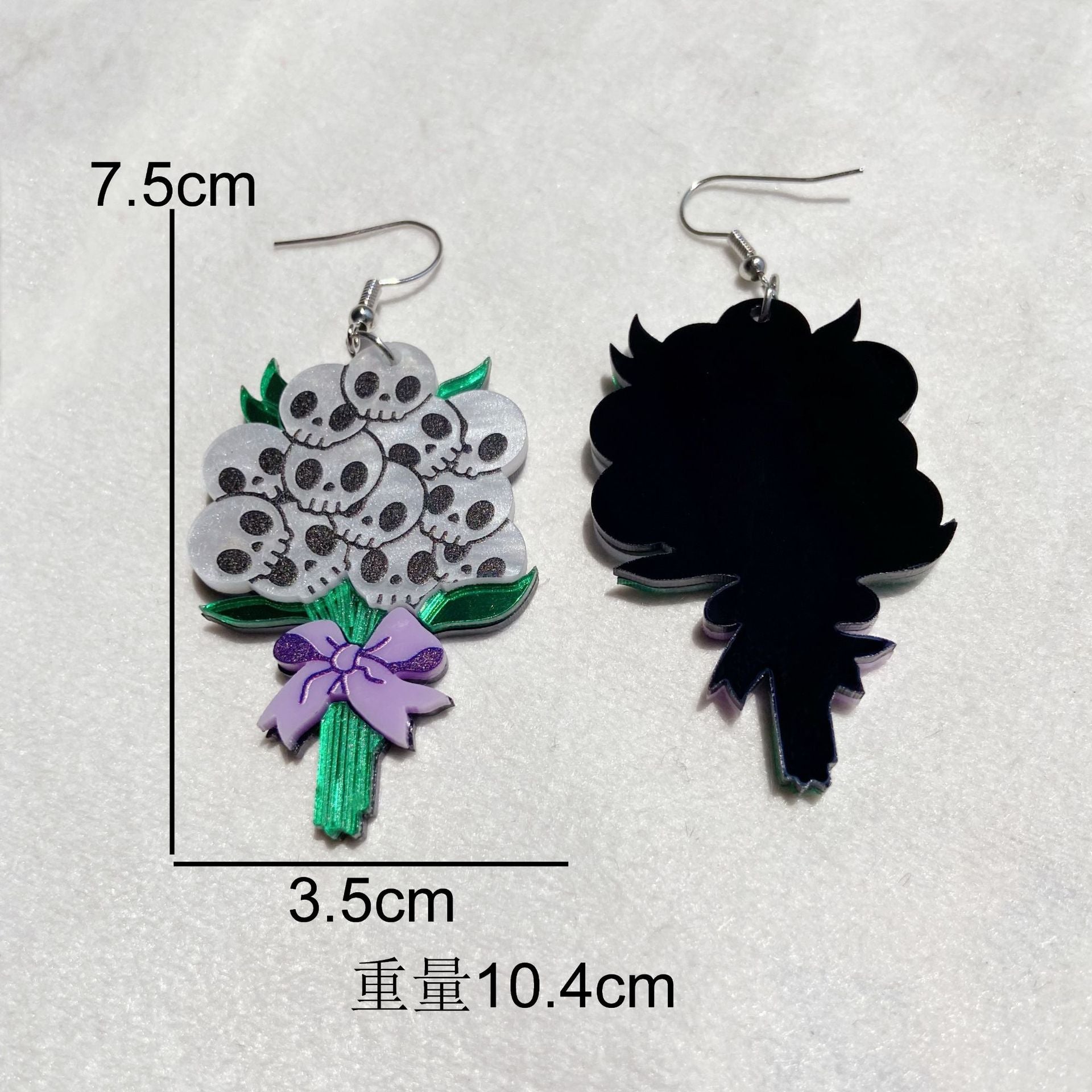 Wholesale  Halloween Skull Bouquet Bow Double-Layer Acrylic Earrings
