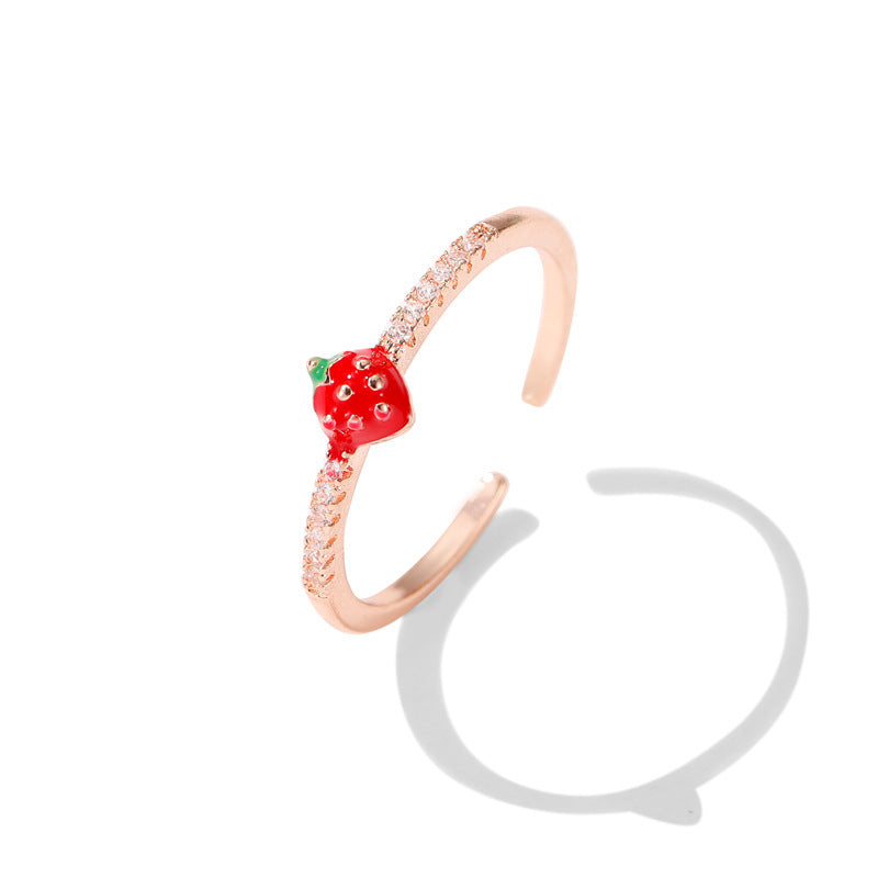 Wholesale Cute  Open Ring Double-layer Micro-inlaid Zircon Ring