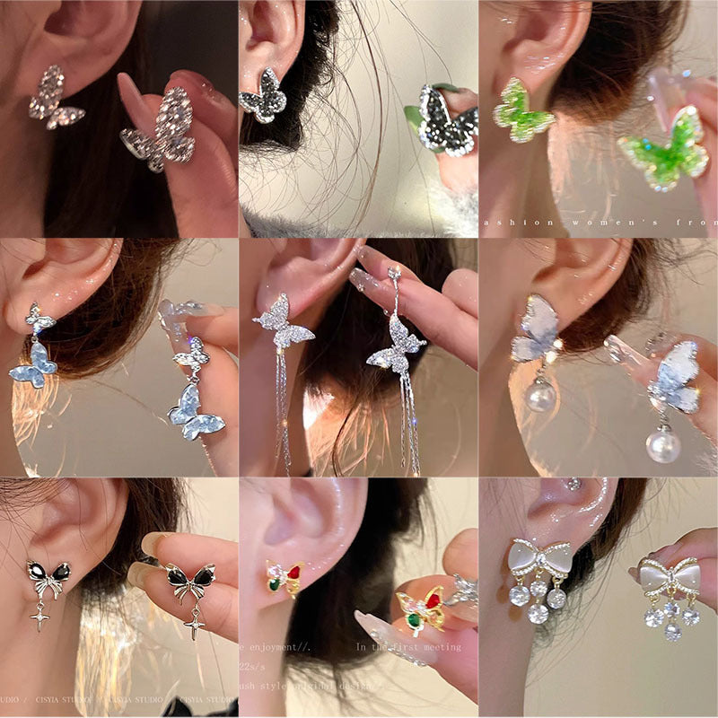 Wholesale 2026 Collection: Women' s Micro-Pavé Zircon Bowknot Earrings — S925 Silver Posts,  Niche-Style High-End Pearl Studs