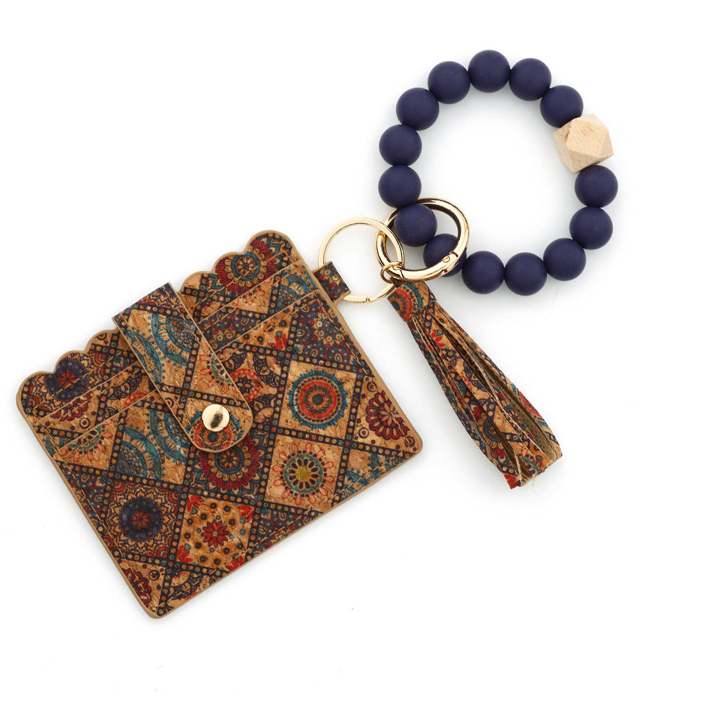 Wholesale 10PCS  Small Wallet Silicone Bead Bracelet Wristlet Keychain