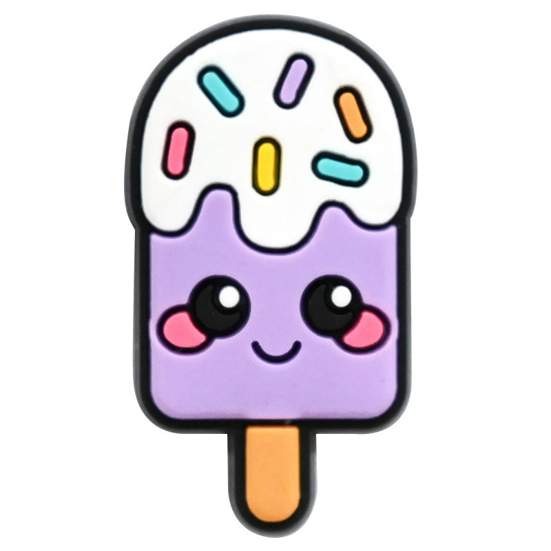 Wholesale Random 100pcs Cartoon Food Series  PVC Soft Rubber Shoe Buckle Decoration