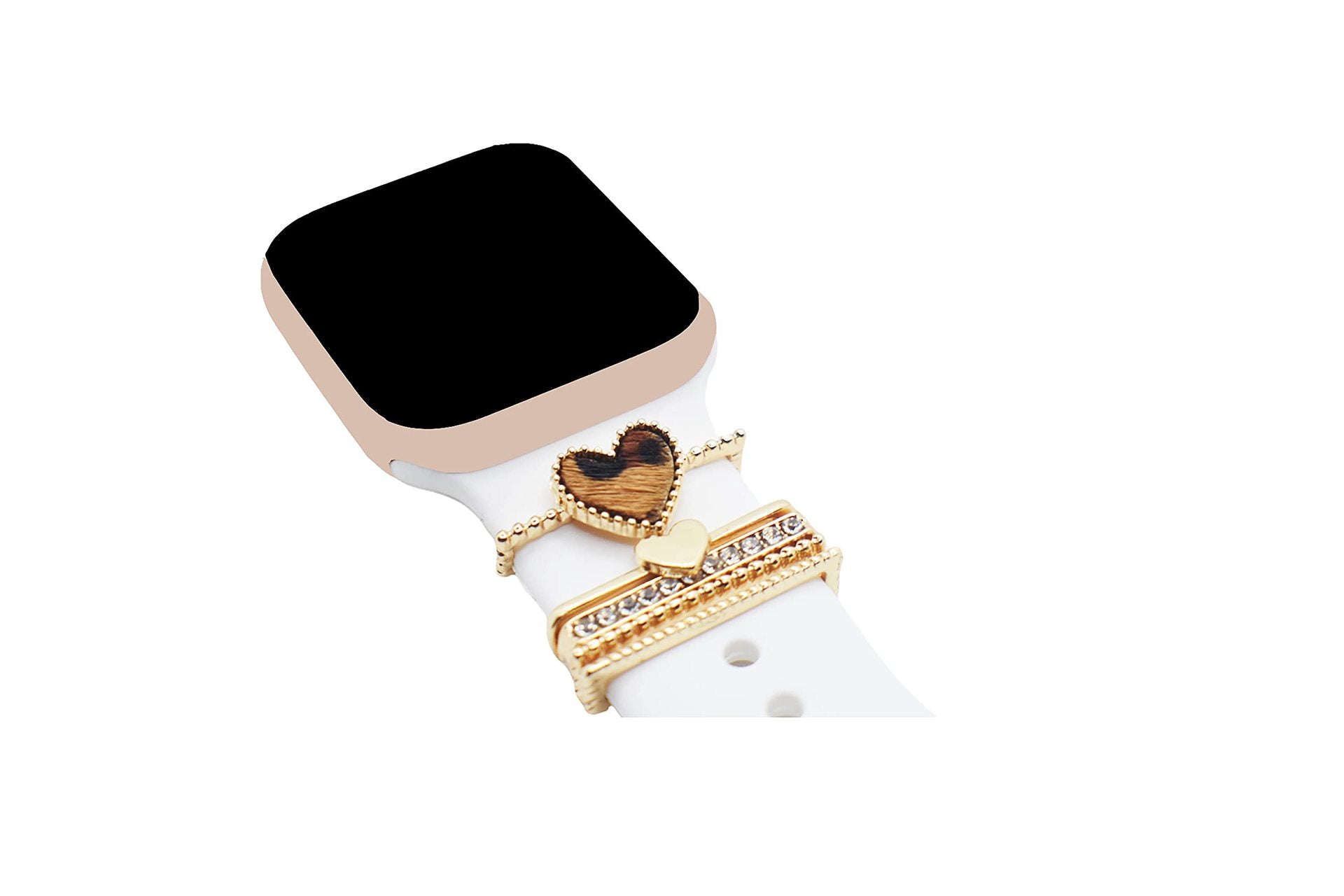 Wholesale Star and Moon Diamond-Encrusted Decorative Ring Suitable for Apple Watch Silicone Strap Decorative Nail Accessories with Sparkling Diamonds
