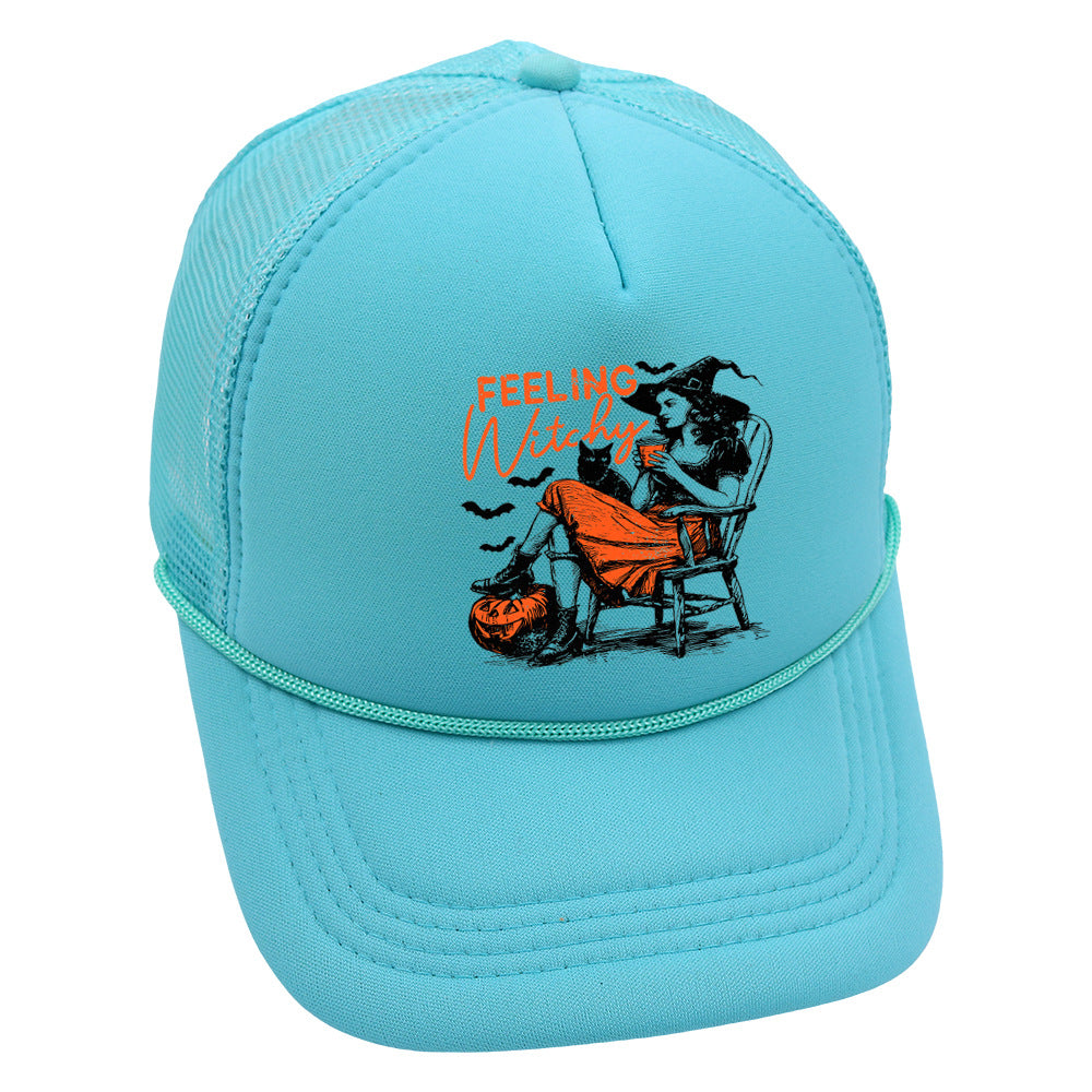 Wholesale Trucker Hat Halloween Pumpkin Witch Baseball Cap Printed Mesh Cap ACC-HT-HaiPu014