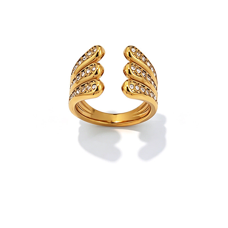 Wholesale Stainless Steel Gold Plated Open Geometric Oval Design Ring Fashion Accessory for Everyday Wear