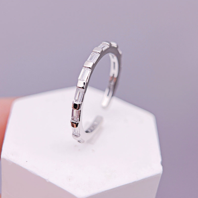 Wholesale Rectangular Micro-paved Zirconia Open Adjustable Rings ACC-RS-YXY038