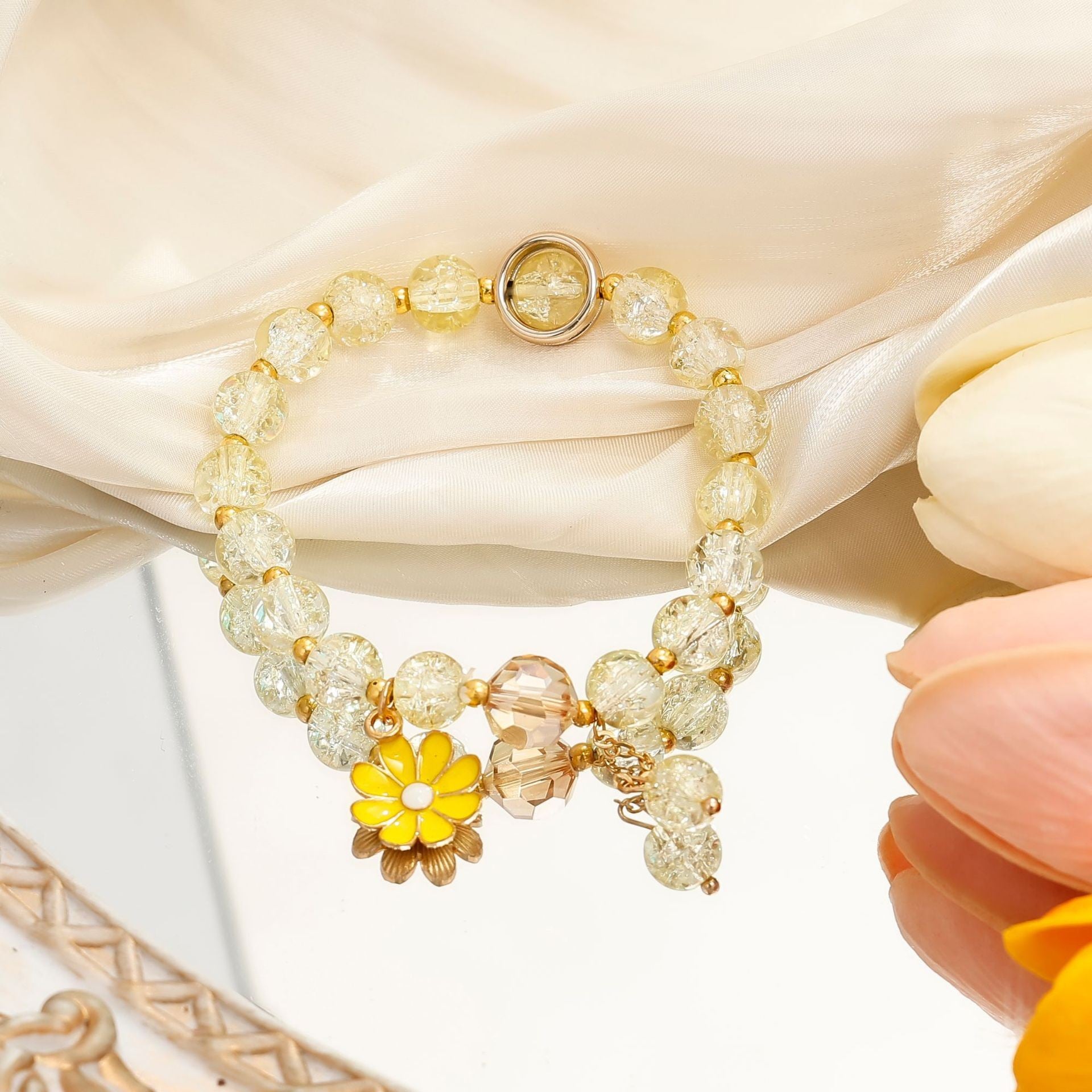 Wholesale  Crystal Glass  Bracelet Sunflower Bestie Bracelet