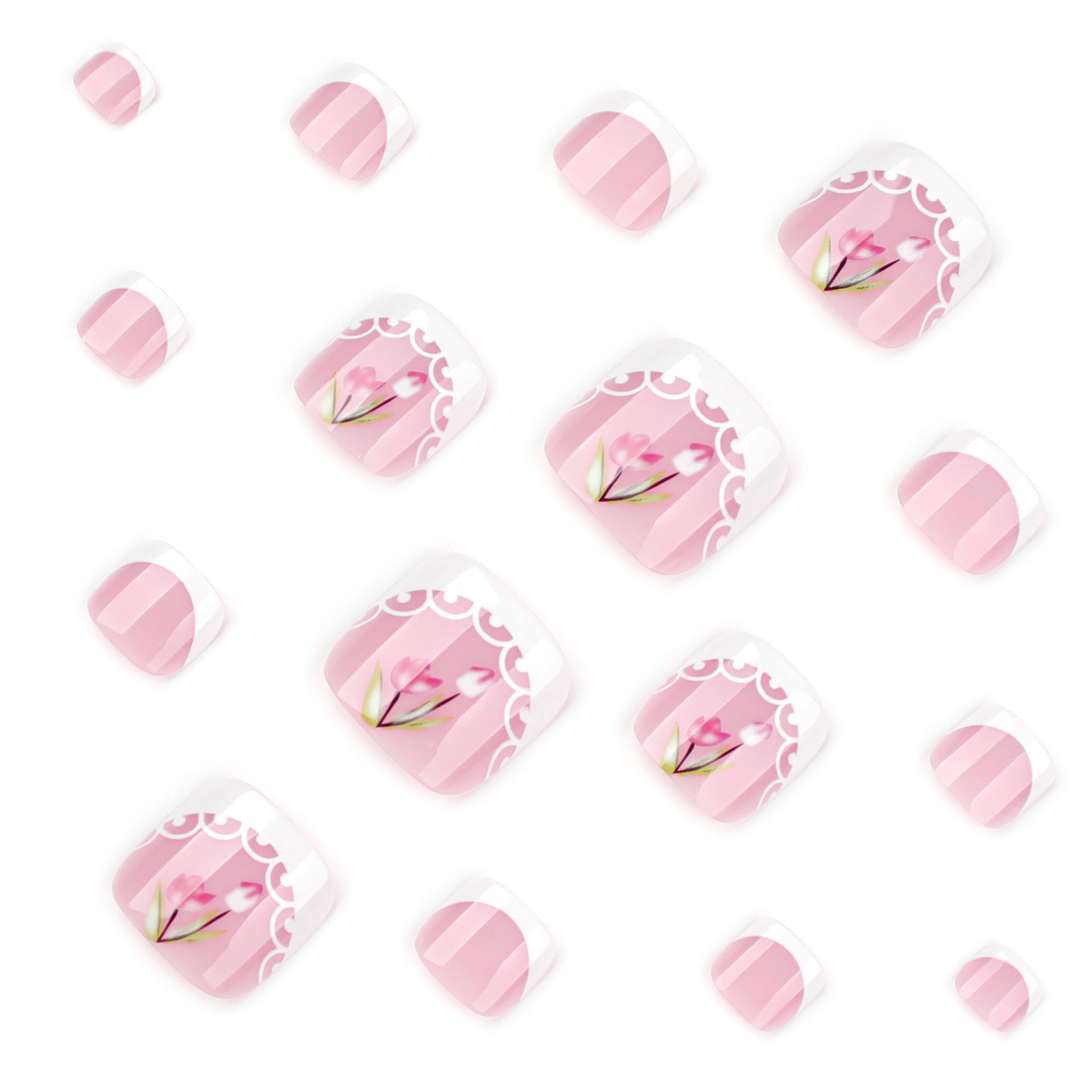 Wholesale 24 Pieces/box White Flower Bow Nails Kits Nail Stickers