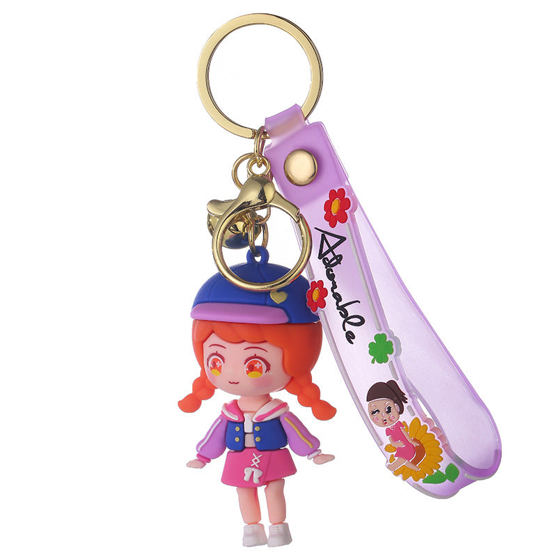 Wholesale Cartoon Creative Trendy Girl Keychain Creative Pvc Doll Couple Bag Pendant