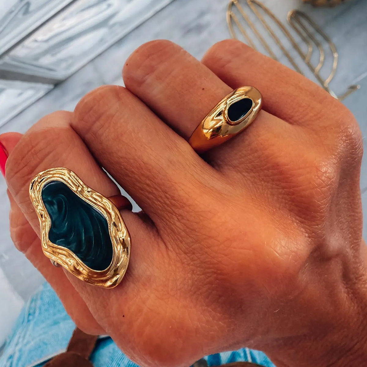 Wholesale Retro Geometric Irregular Ring Set Alloy Plated Women S Everyday Fashion Jewelry Accessory