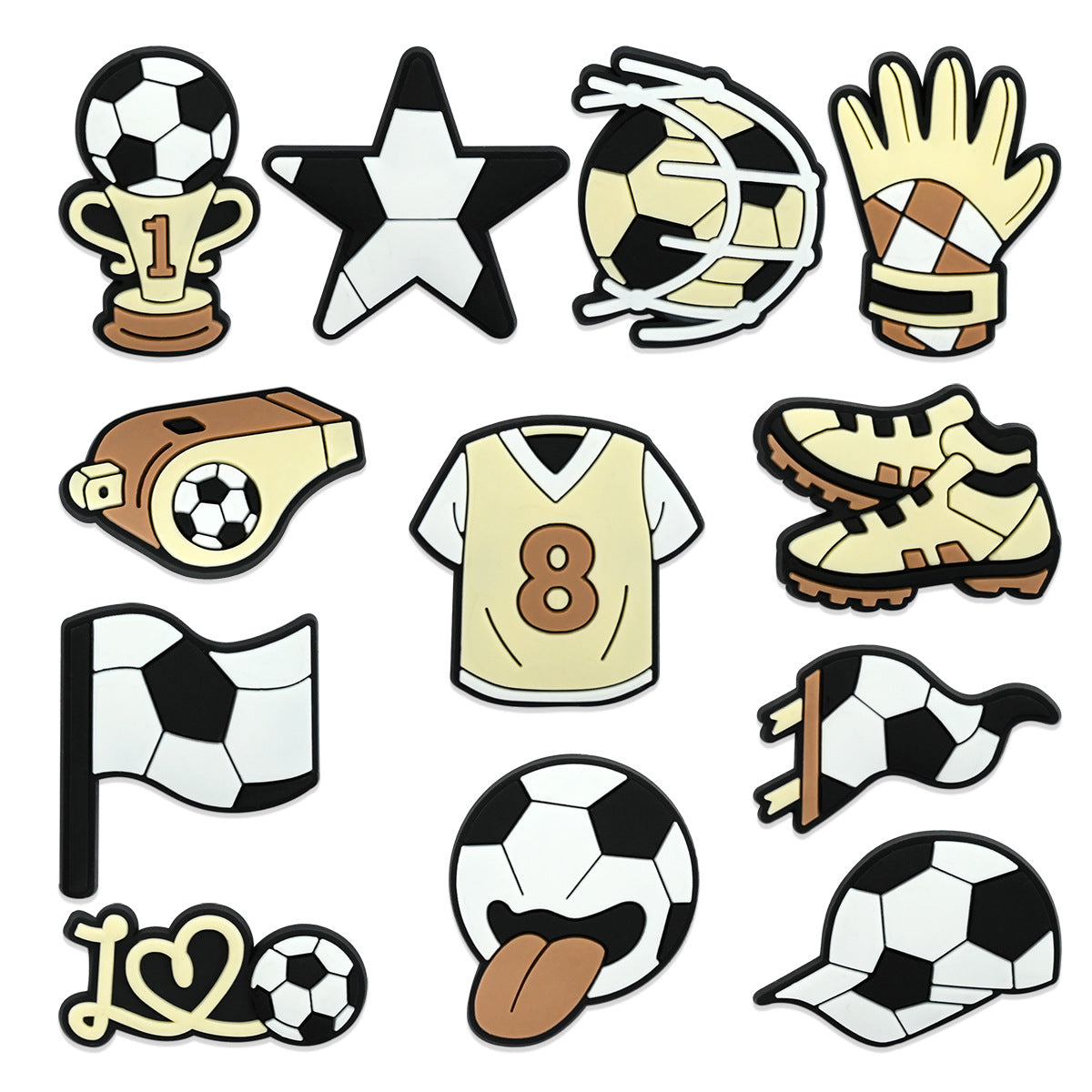 Wholesale Soft PVC Football Shoe Charms For Sandals Removable Shoe Flower Decor Casual Resale Accessory
