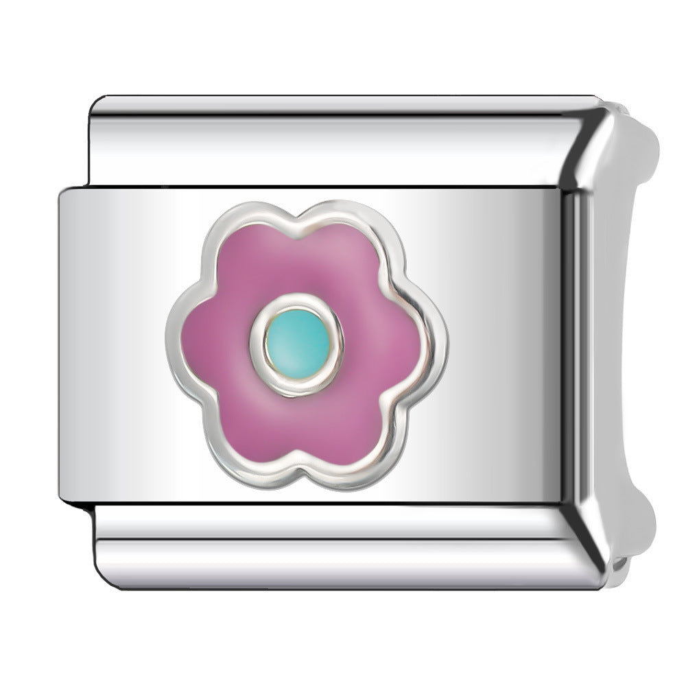 Wholesale Italian Charm Bracelet 9mm DIY Splicing Creative Flower Stainless Steel Composable Bracelet