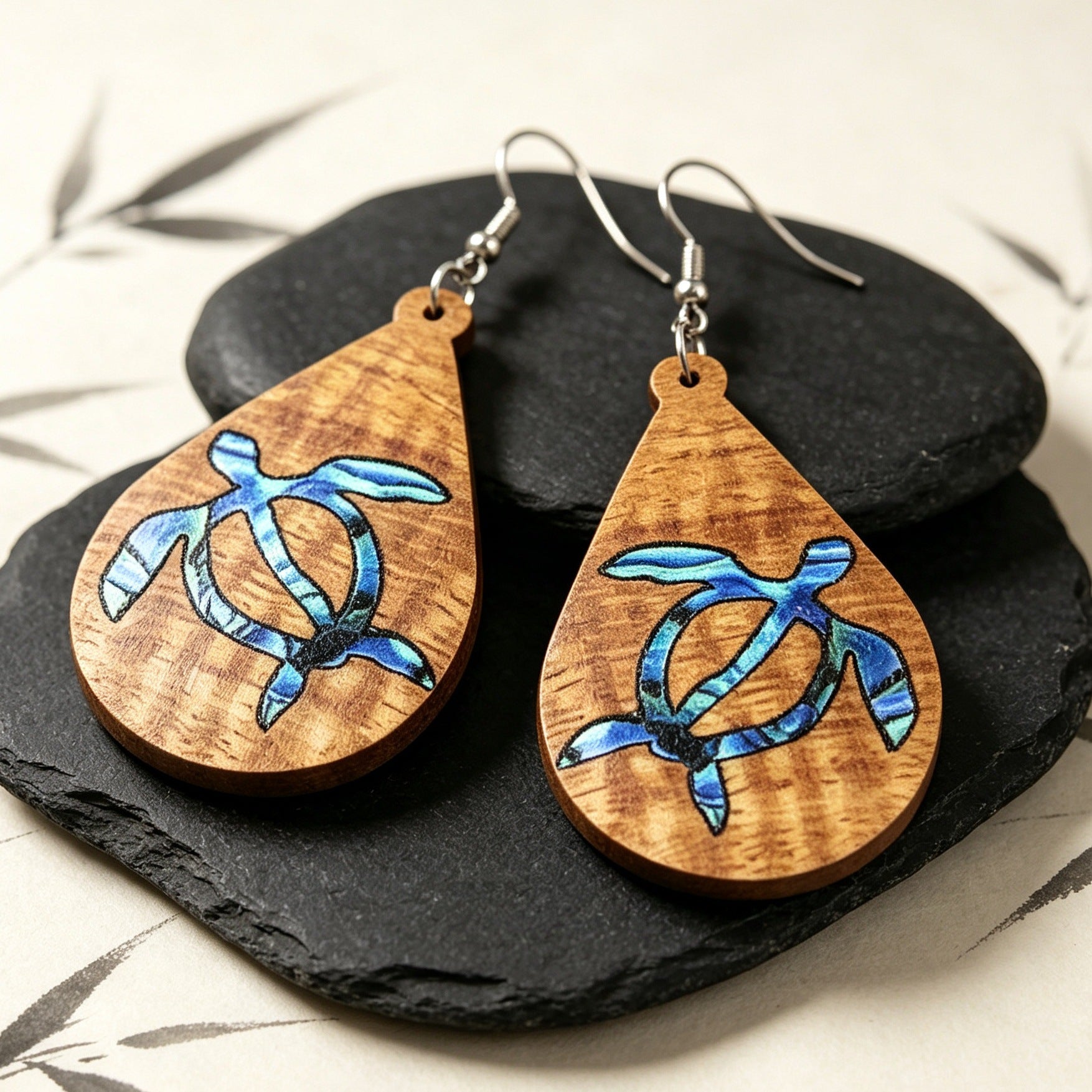 Wholesale Hawaiian Turtle Wooden Earrings Ocean Beach Vacation Style Casual Fashion Jewelry Accessory Gift