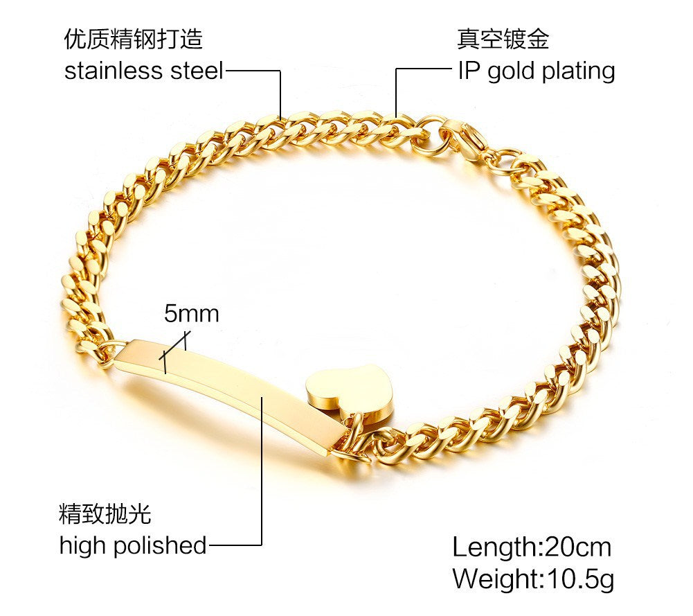 Wholesale Stainless Steel Curved Bracelet Bracelet Twist Chain Gold ACC-BT-HuaLanXin003