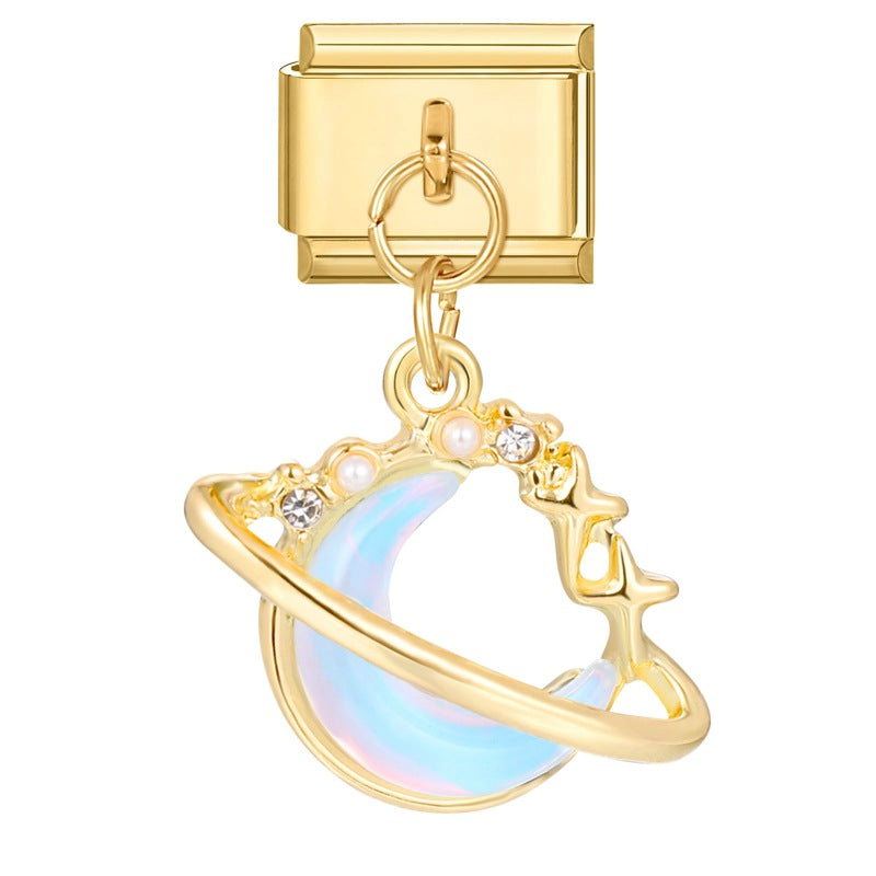 Wholesale  Italian Charm Bracelet 9mm DIY Splicing Removable Moon Heart Pendant Titanium Steel Composable Bracelet