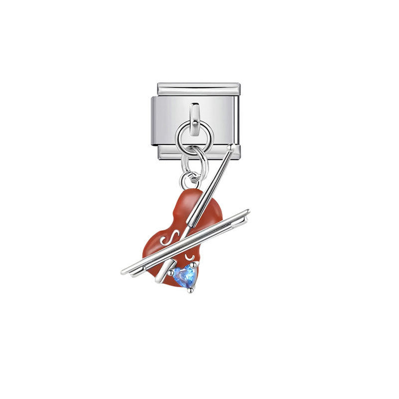 Wholesale Stainless Steel &  Enamel Music-Themed Modular Pendants – Italian DIY Bracelet &  Bead Jewelry ( Premium Resale Quality)