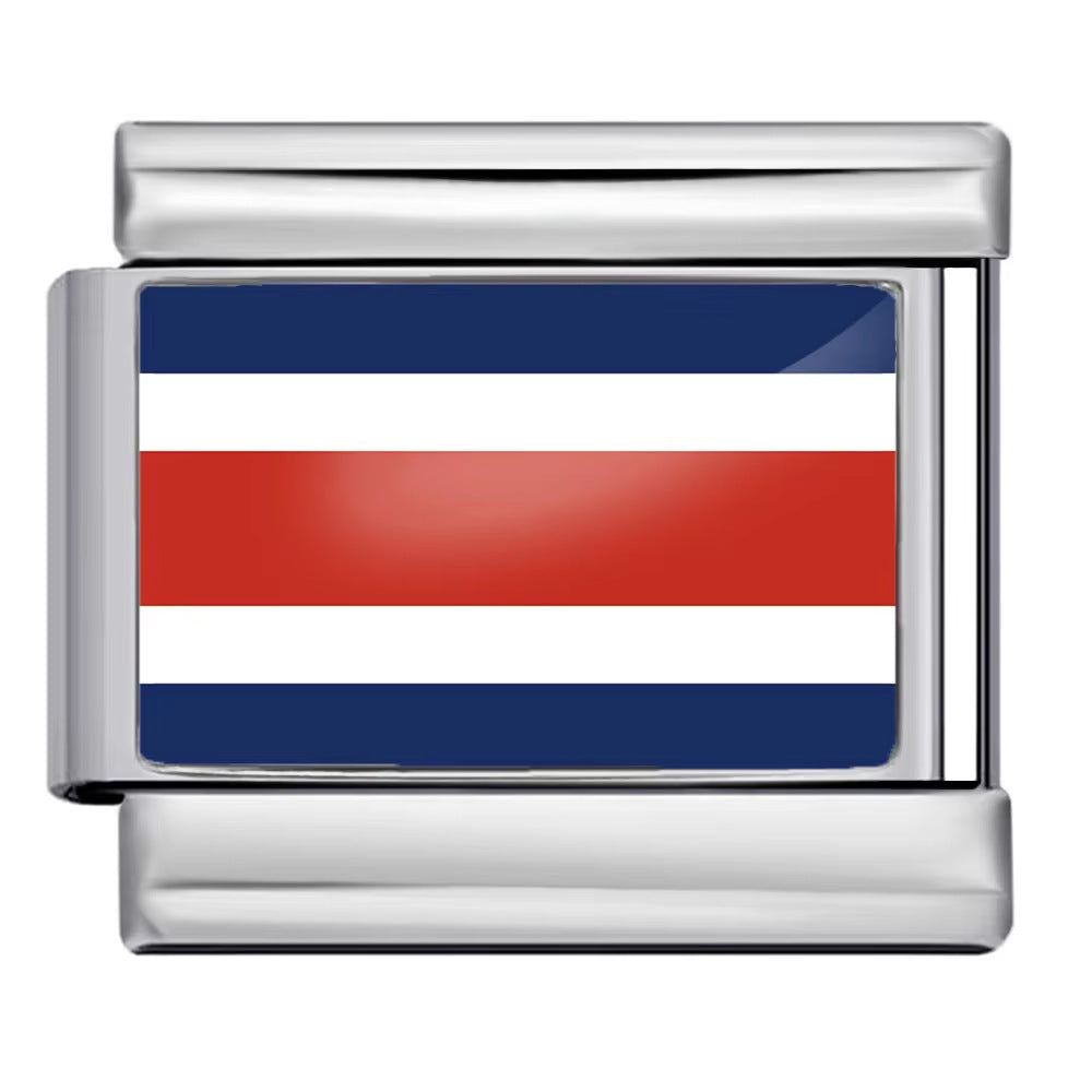 Wholesale 5pcs Italian Charm Bracelet 9mm DIY Splicing World Flag Series Stainless Steel Composable Bracelet